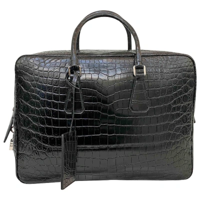 Pre-owned Prada Black Crocodile Bag ModeSens
