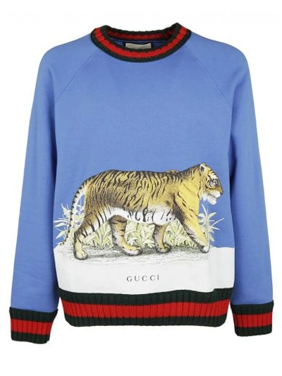 Gucci Tiger Print Sweater In Nero | ModeSens