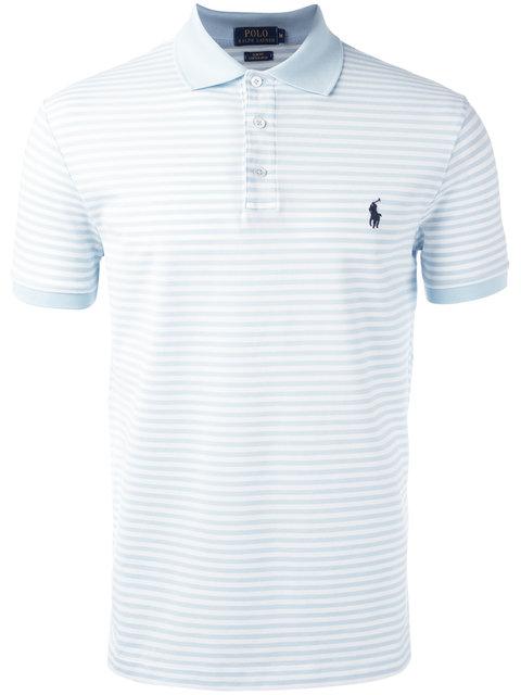 Polo Ralph Lauren Embroidered Logo Striped Polo Shirt In Blue | ModeSens