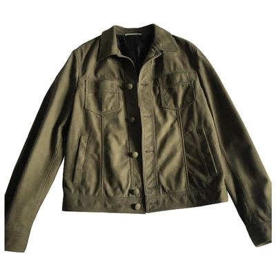 Pre-owned Pal Zileri Leather Jacket In Green