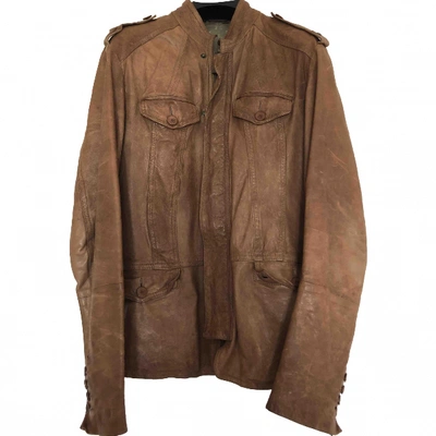 Pre-owned Just Cavalli Leather Jacket In Camel