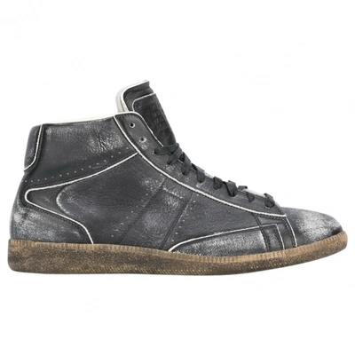 Pre-owned Maison Margiela Leather High Trainers In Anthracite