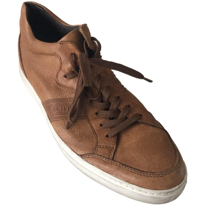 Pre-owned Tod's Leather Low Trainers In Camel