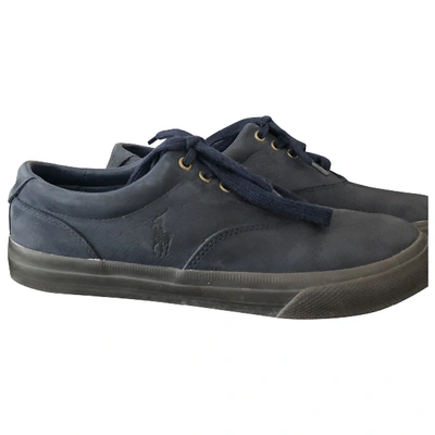 Pre-owned Polo Ralph Lauren Blue Leather Flats