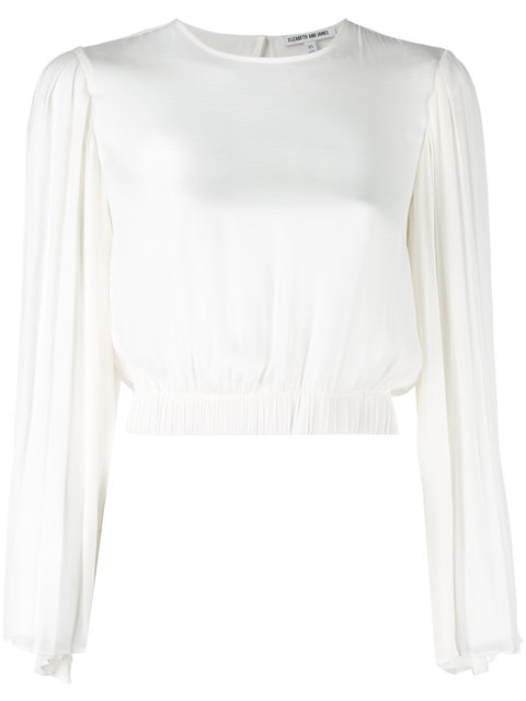 Elizabeth And James Pleated Sleeve Cropped Blouse | ModeSens