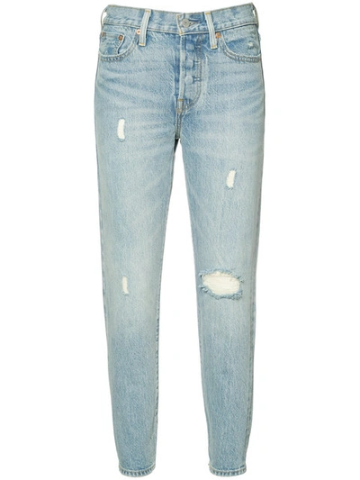 Levi's Ripped Cropped Skinny Jeans In Blue