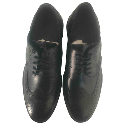 Pre-owned A. Testoni' Black Leather Lace Ups