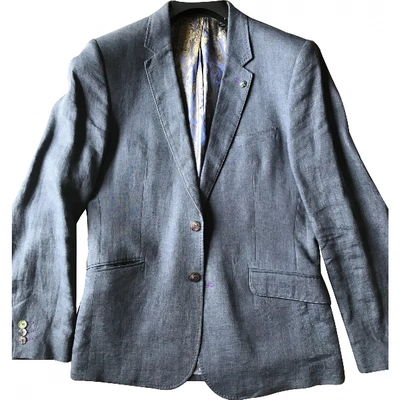 Pre-owned Ted Baker Linen Vest In Blue