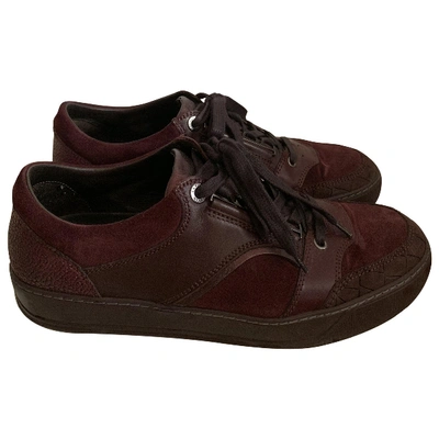 Pre-owned Lanvin Leather Low Trainers In Burgundy