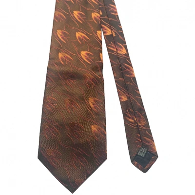 Pre-owned Ferragamo Silk Tie In Orange