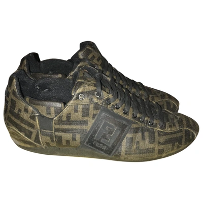 Pre-owned Fendi Cloth Low Trainers In Brown