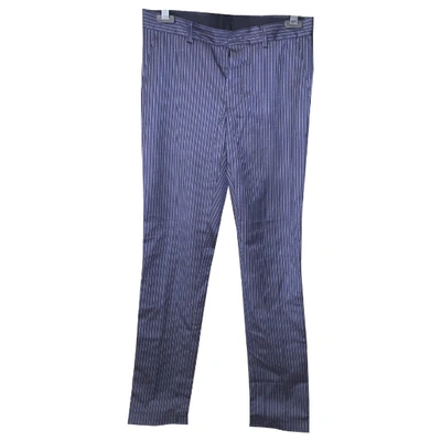 Pre-owned Lanvin Wool Trousers In Navy
