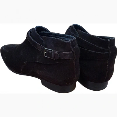 Pre-owned Saint Laurent Connor Jodphur Velvet Boots In Brown