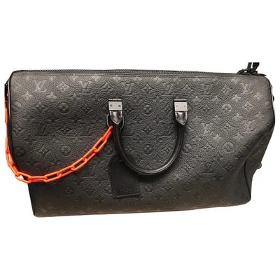 Pre-owned Louis Vuitton Keepall Black Leather Bag