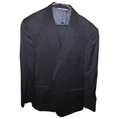 Pre-owned Canali Wool Suit In Navy