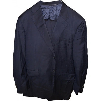 Pre-owned Canali Wool Suit In Navy