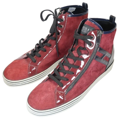 Pre-owned Hogan High Trainers In Red