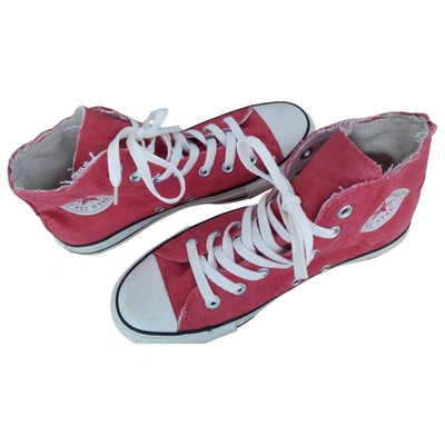Pre-owned Converse Cloth High Trainers In Red