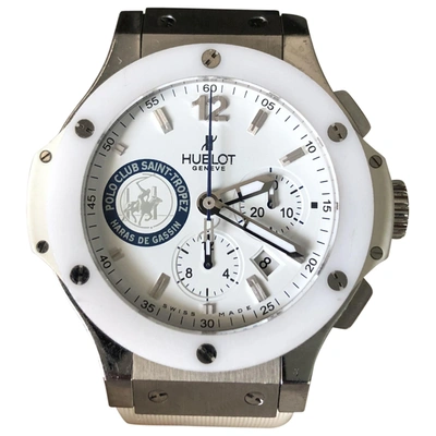 Pre-owned Hublot Big Bang  White Steel Watch