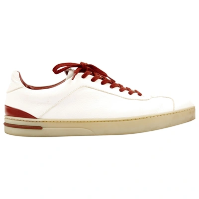Pre-owned Loro Piana White Leather Trainers