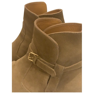 Pre-owned Saint Laurent Wyatt Jodphur Boots In Camel