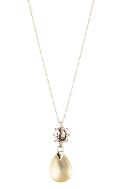 Alexis Bittar Georgian Stone Drop Pendant Necklace, Gold