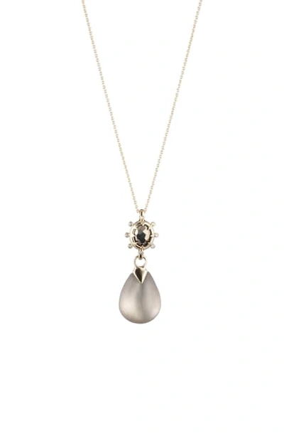 Alexis Bittar Georgian Stone Drop Pendant Necklace, Gray In Warm Grey