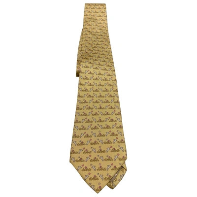 Pre-owned Ferragamo Silk Tie In Yellow