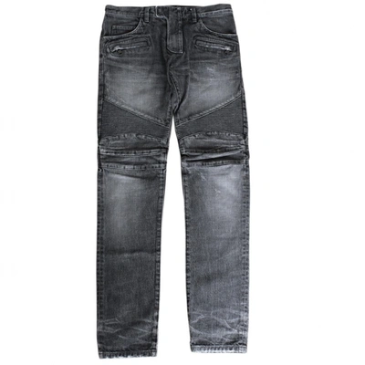 Pre-owned Balmain Grey Cotton Jeans