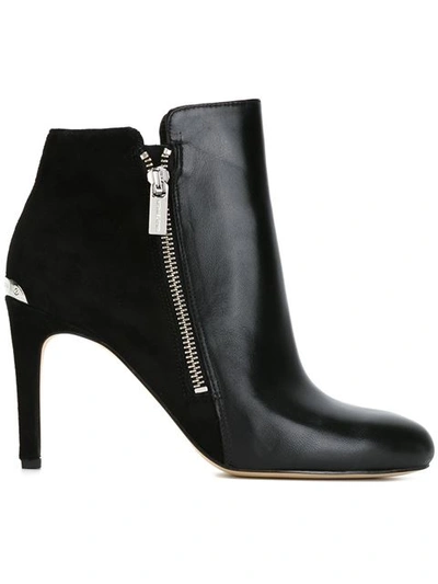 Michael Michael Kors Clara Suede & Leather Heeled Ankle Boots In Black |  ModeSens