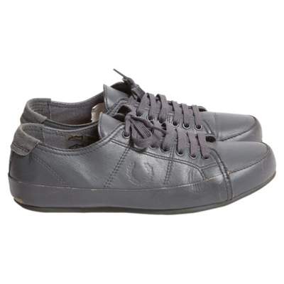 Pre-owned Fred Perry Leather Low Trainers In Grey