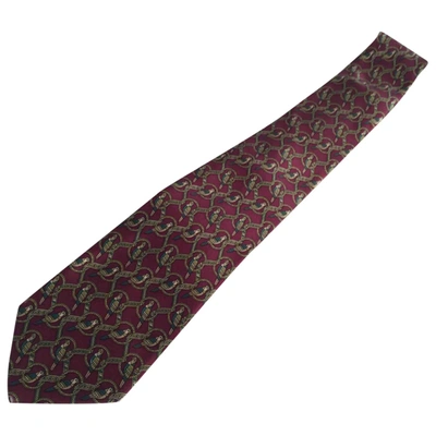 Pre-owned Ferragamo Silk Tie In Burgundy
