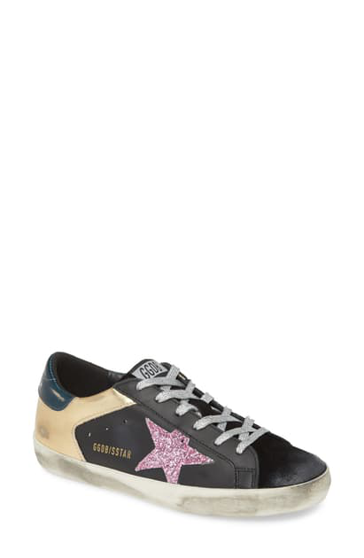 black and gold golden goose sneakers