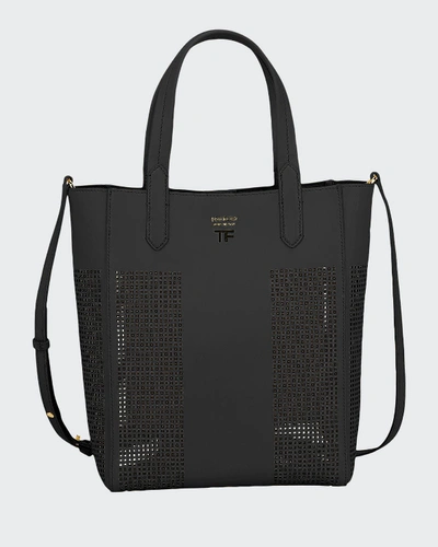 Tom Ford Perforated Small Tote Bag In Black