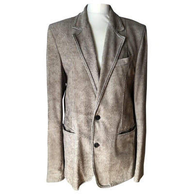Pre-owned Roberto Cavalli Leather Jacket In Camel