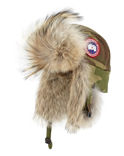 Canada Goose Coyote-fur Aviator Hat In Camo