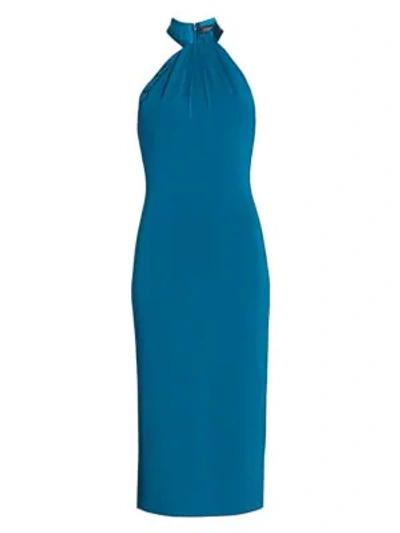 Cushnie Satin Crepe Halter-neck Midi Dress In Dark Teal | ModeSens
