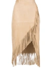 Altuzarra Suede Fringed Wrap Skirt In Neutrals