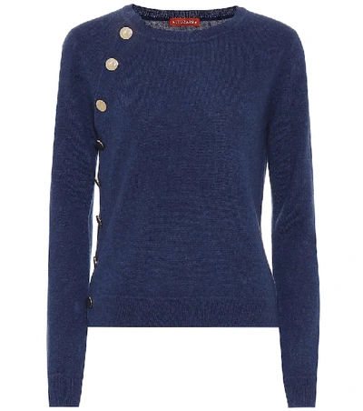 Altuzarra Cashmere Crewneck Button-front Sweater In Blue