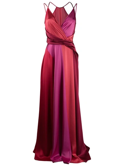 Talbot Runhof Two-tone Crepe Thin Strapped Gown In Siena