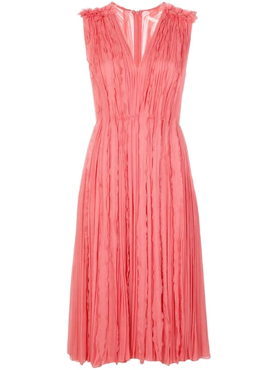 Jason Wu Collection Crinkled Chiffon Sleeveless V-neck Dress In Pink