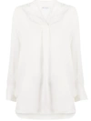 Loro Piana Silk-wool V-neck Oversized Blouse In White