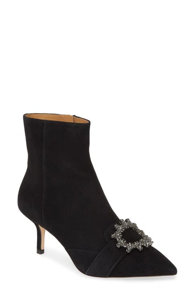 Tory Burch Suede Crystal Ankle Booties In Perfect Black