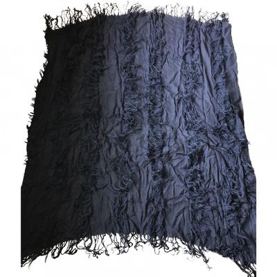 Pre-owned Pinko Linen Silk Handkerchief In Blue
