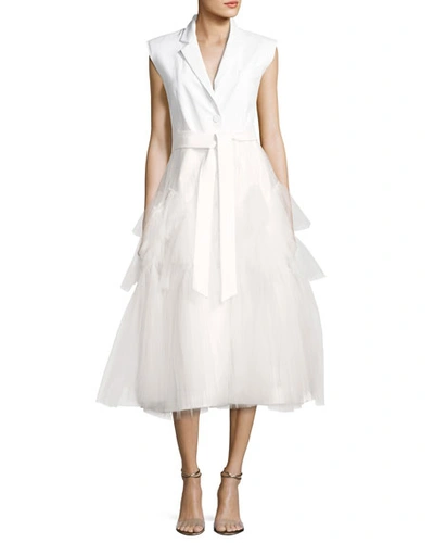 Alexis Colette Sleeveless Vest Tulle Dress, White | ModeSens