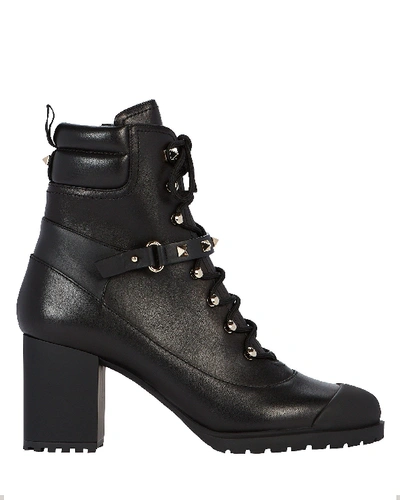 Valentino Garavani Rockstud Combat Boots In Black