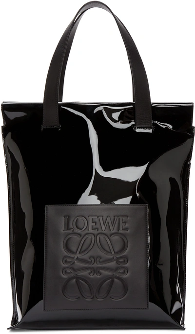 molestarse periscopio toda la vida Loewe Black Patent Leather Bolso Shopper Tote | ModeSens