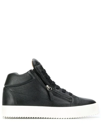 Giuseppe Zanotti Hi-top Zipper Sneakers In Black