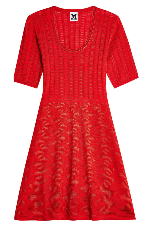 M Missoni Knit Dress With Virgin Wool In Red | ModeSens