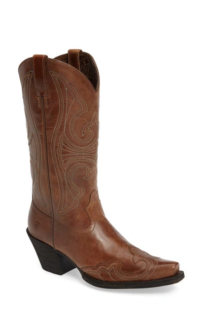 Ariat Round Up D-toe Wingtip Western Boot In Sandstorm Leather